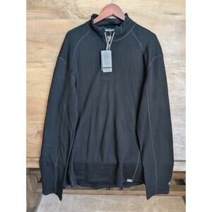 NWT Meriwool Layers Sweater Mens XL Black Natural Cozy 400g Long Sleeve 1/4 Zip